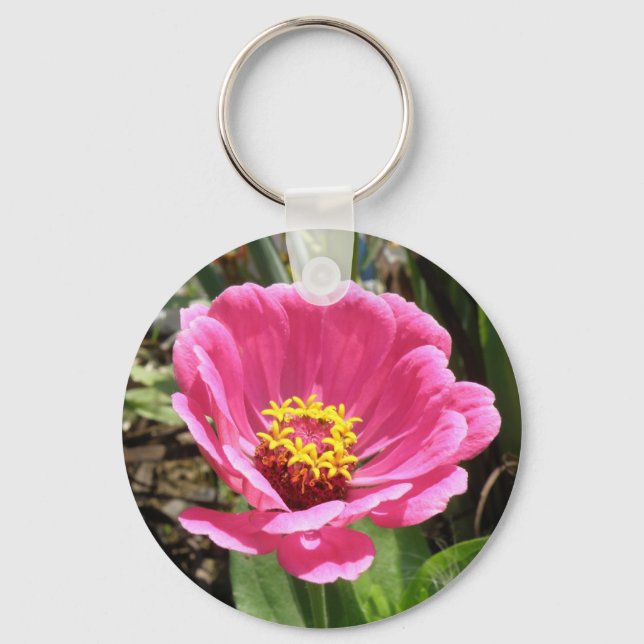 Porte-clés Joli Porte - clé rose Zinnia (Recto)