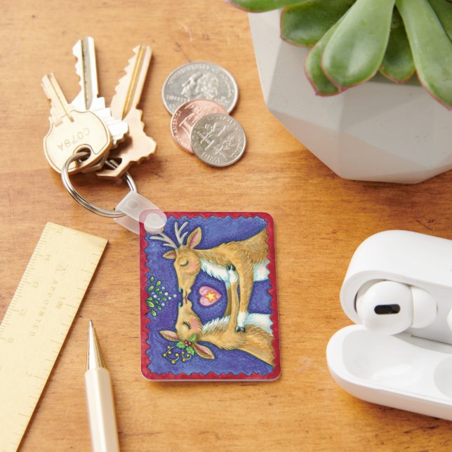 Porte-clés Joli renne de Noël, Baiser romantique avec Mistlet (Bureau)