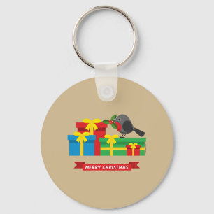 Porte-clés Joli Robin et les quatre cadeaux colorés
