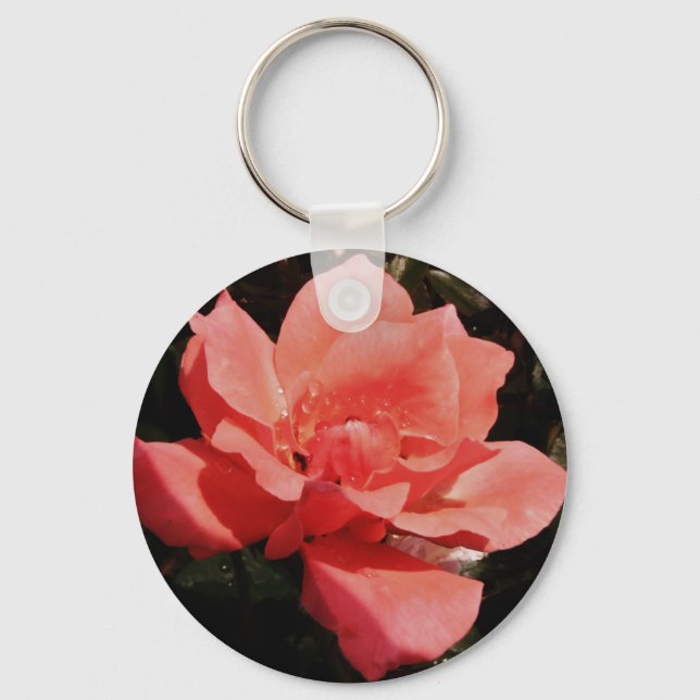 Porte-clés Joli rose rose Peach floral (Recto)