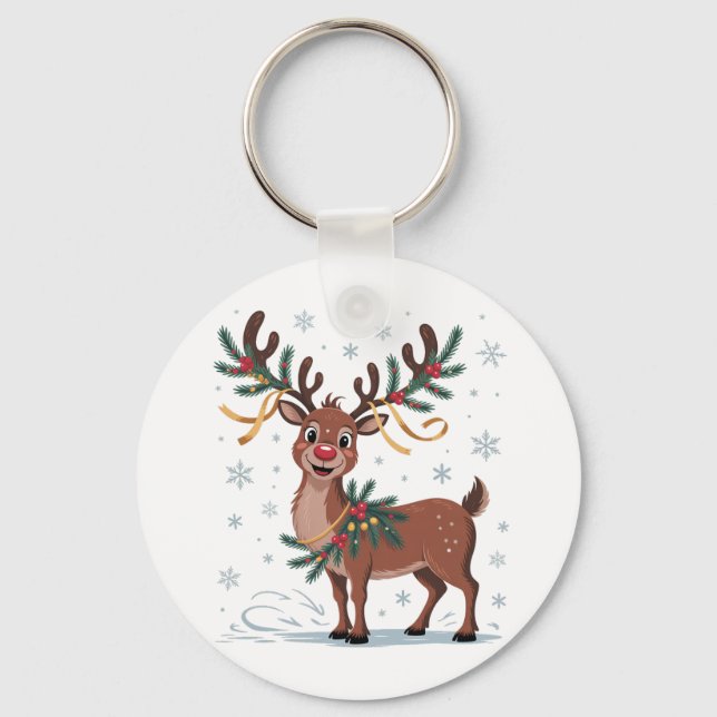 Porte-clés Joli Rudolph avec accents dorés (Recto)
