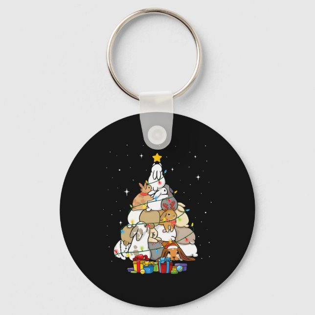 Porte-clés Joli sapin de Noël lapin 1  (Recto)