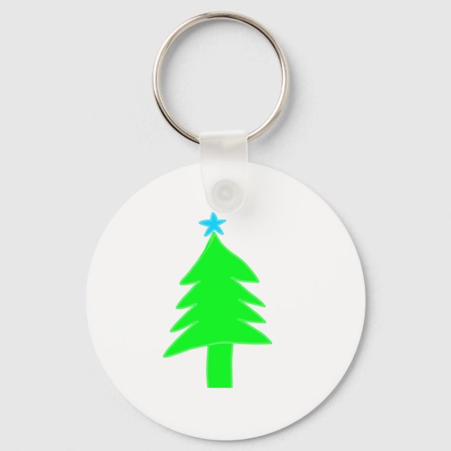 Porte-clés joli sapin de Noël vert (Recto)
