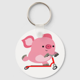Porte-clés Joli Scooter équitation Cartoon Cochon