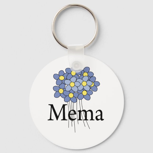 Porte-clés Joli T-shirt Fleur Bleue pour MeMa (Recto)