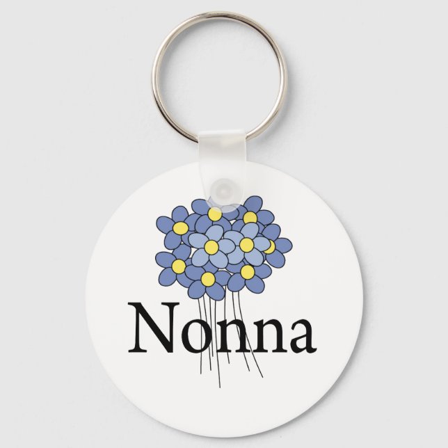 Porte-clés Joli T-shirt Nonna Fleur Bleue (Recto)