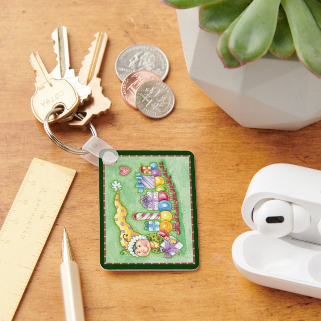 Porte-clés Joli train de chenille de Noël avec des cadeaux (Bureau)