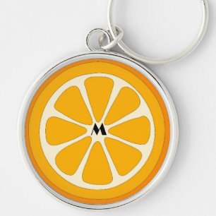 Porte-clés Joli tranche orange Simple Minimaliste Monogramme