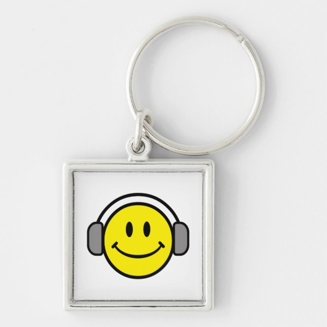 Porte-clés joli visage avec casque audio (Devant)