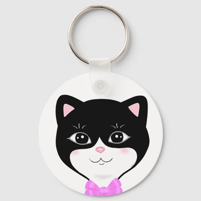 Porte-clés Joli visage de chat smoking (Recto)