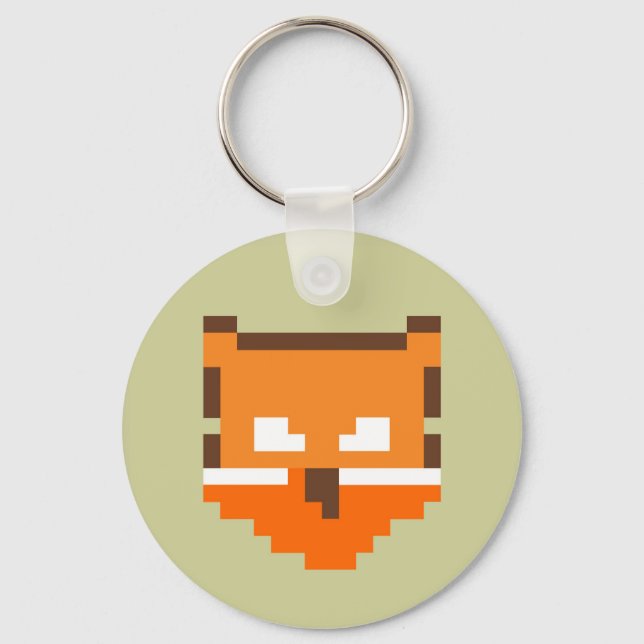 Porte-clés Joli visage de renard pixélisé (Recto)