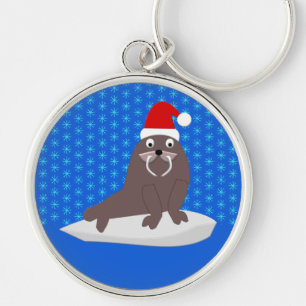 Porte-clés Joli Walrus de Noël et Snowflakes