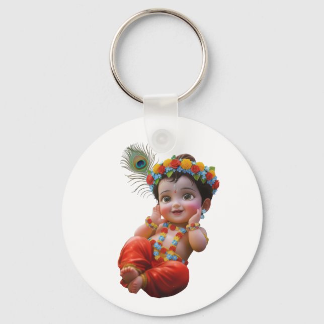 Porte-clés Jolie affiche d'art indien traditionnel de Krishna (Recto)