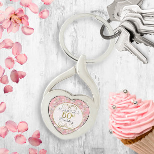 Porte-clés Jolie aquarelle rose Floral 60e anniversaire