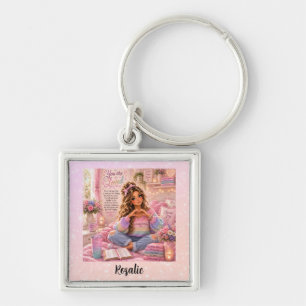 Porte-clés Jolie Bible chrétienne fille arc-en-ciel rose past