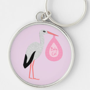 Porte-clés Jolie chatte rose bébé fille Stork