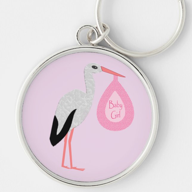 Porte-clés Jolie chatte rose bébé fille Stork (Devant)