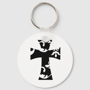 Porte-clés jolie CROIX FLORALE chic