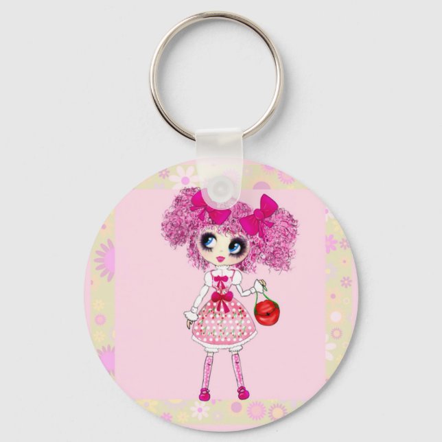 Porte-clés Jolie en rose Kawaii fille PinkyP (Recto)