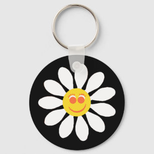Porte-clés Jolie Fille à Visage Blanc Fleur marguerite sur No