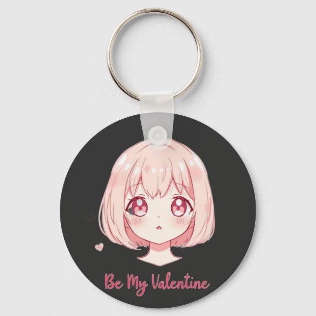 Porte-clés Jolie Fille d'Anime - Sois Ma Saint-Valentin T-Shi (Recto)