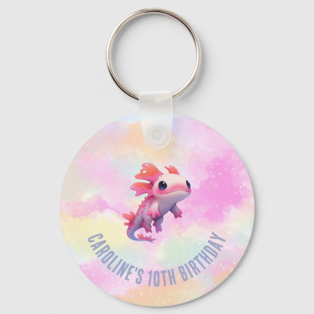 Porte-clés Jolie fille Pastel Arc-en-ciel rose Axolotl'annive (Recto)