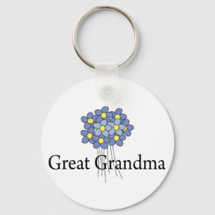 Porte-clés Jolie fleur bleue T-shirt de l'arrière-grand-mère