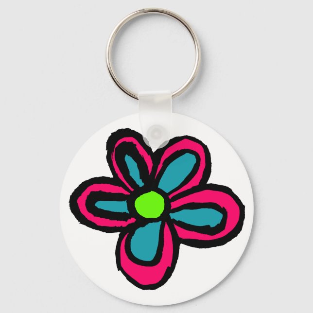 Porte-clés Jolie Fleur Rose (Recto)
