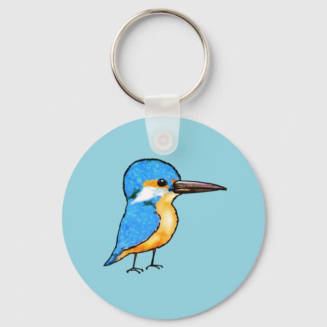 Porte-clés Jolie illustration de martin-pêcheur bleu (Recto)