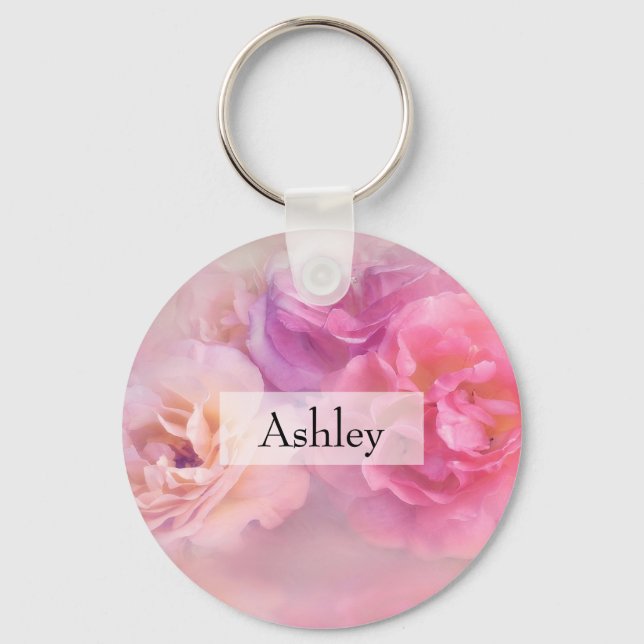 Porte-clés Jolie oeillette rose Stylo Photographie (Recto)