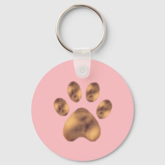 Porte-clés Jolie patte de compagnie marron sur fond rose (Recto)