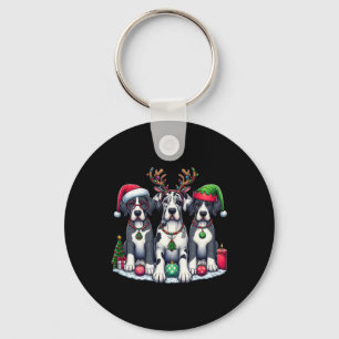 Porte-clés Jolie Père Noël Reindeer Elf Great Dane Christmas 