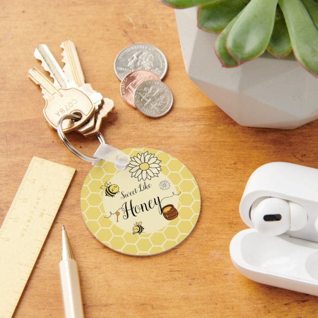 Porte-clés jolie petite abeille douce comme du mie (Bureau)