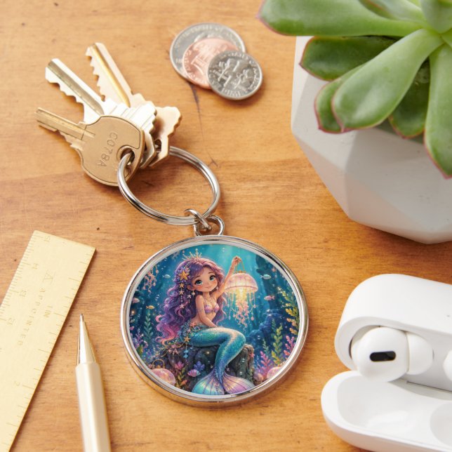 Porte-clés Jolie sirène avec lanterne de méduse  (Bureau)