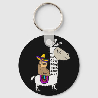 Porte-clés Jolie Sloth Riding Llama blanche
