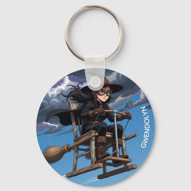 Porte-clés Jolie Sorcière Aviatrice (Recto)