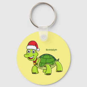 Porte-clés Jolie tortue en chapeau de Père Noël