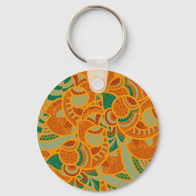 Porte-clés Jolies fleurs abstraites oranges sans couture (Recto)