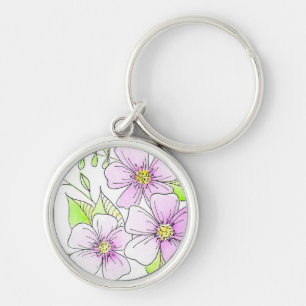 Porte-clés Jolies Fleurs Aquarelles Violettes