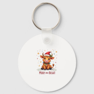 Porte-clés Jolies lumières de Noël de bébé vache des Highland