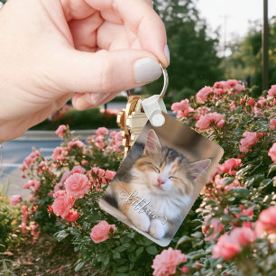 Porte-clés Jolies Photos Verticales de Chat au Nom Bouclé