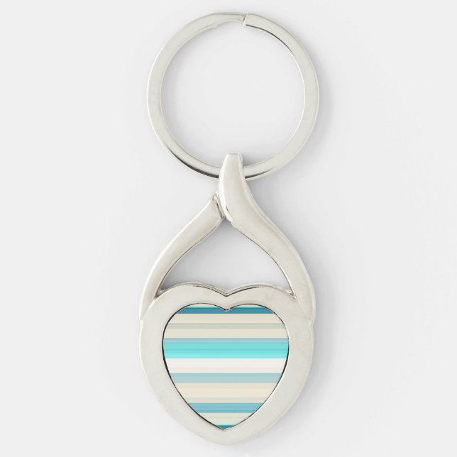 Porte-clés Jolies rayures aqua blanc (Devant)