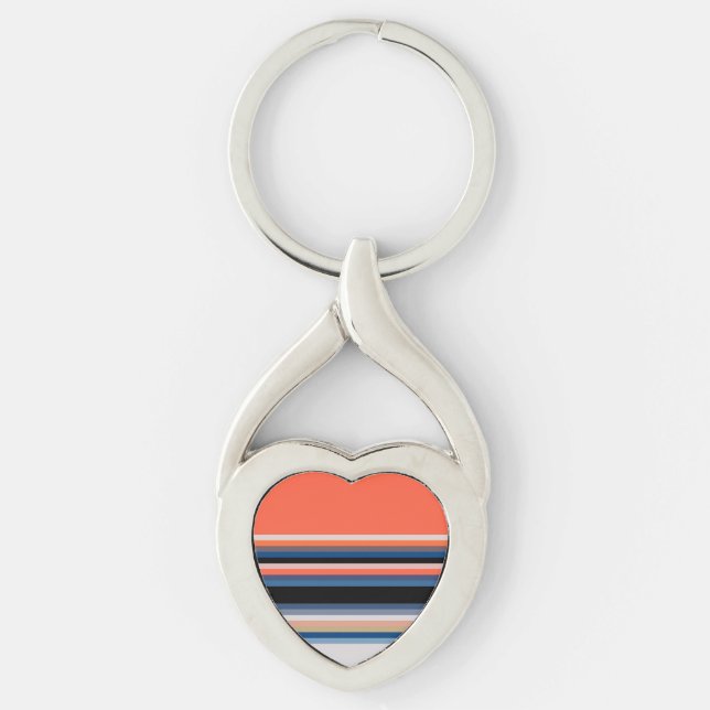 Porte-clés Jolies rayures orange bleu (Devant)