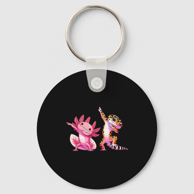 Porte-clés Jolis amis léopard gecko kawaii faisant le dab axo (Recto)
