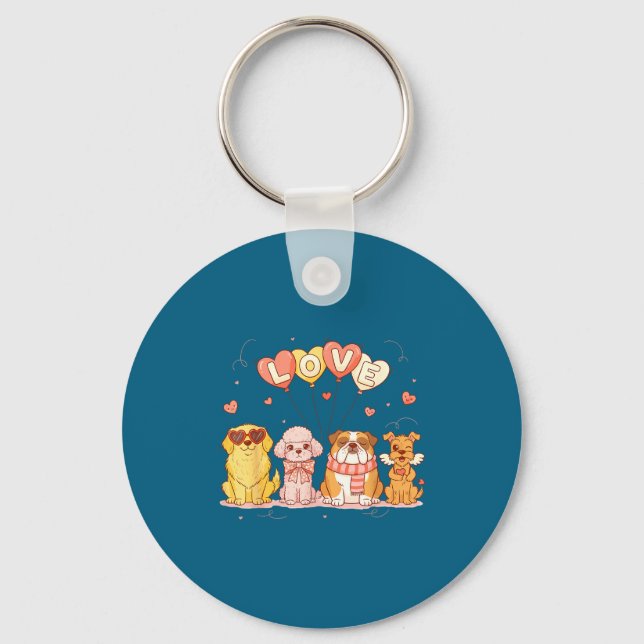 Porte-clés Jolis chiens de la Saint-Valentin aiment les ballo (Recto)