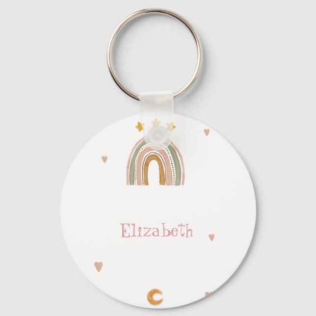 Porte-clés Jolis Cœurs Étoiles Arc-en-ciel (Recto)