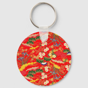 Porte-clés Jolis motifs floraux japonais colorés