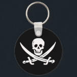 Porte-clés Jolly roger  Pirate Porte - clé<br><div class="desc">Montre ton esprit pirate ! Blancs classiques sur le drapeau noir pirate. Le Jolly roger aux épées croisées.</div>