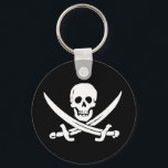 Porte-clés Jolly roger Pirate Porte - clé<br><div class="desc">Montre ton esprit pirate ! Blancs classiques sur le drapeau noir pirate. Le Jolly roger aux épées croisées.</div>