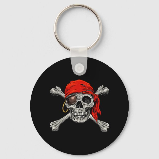 Porte-clés Jolly roger Pirate Skull Crossbones Halloween Coût (Recto)